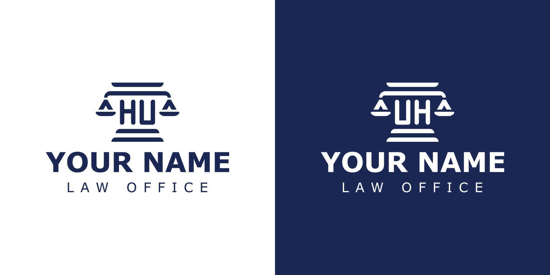 carta hu e Uh legal logotipo, adequado para advogado, jurídico, ou justiça com hu ou Uh iniciais vetor