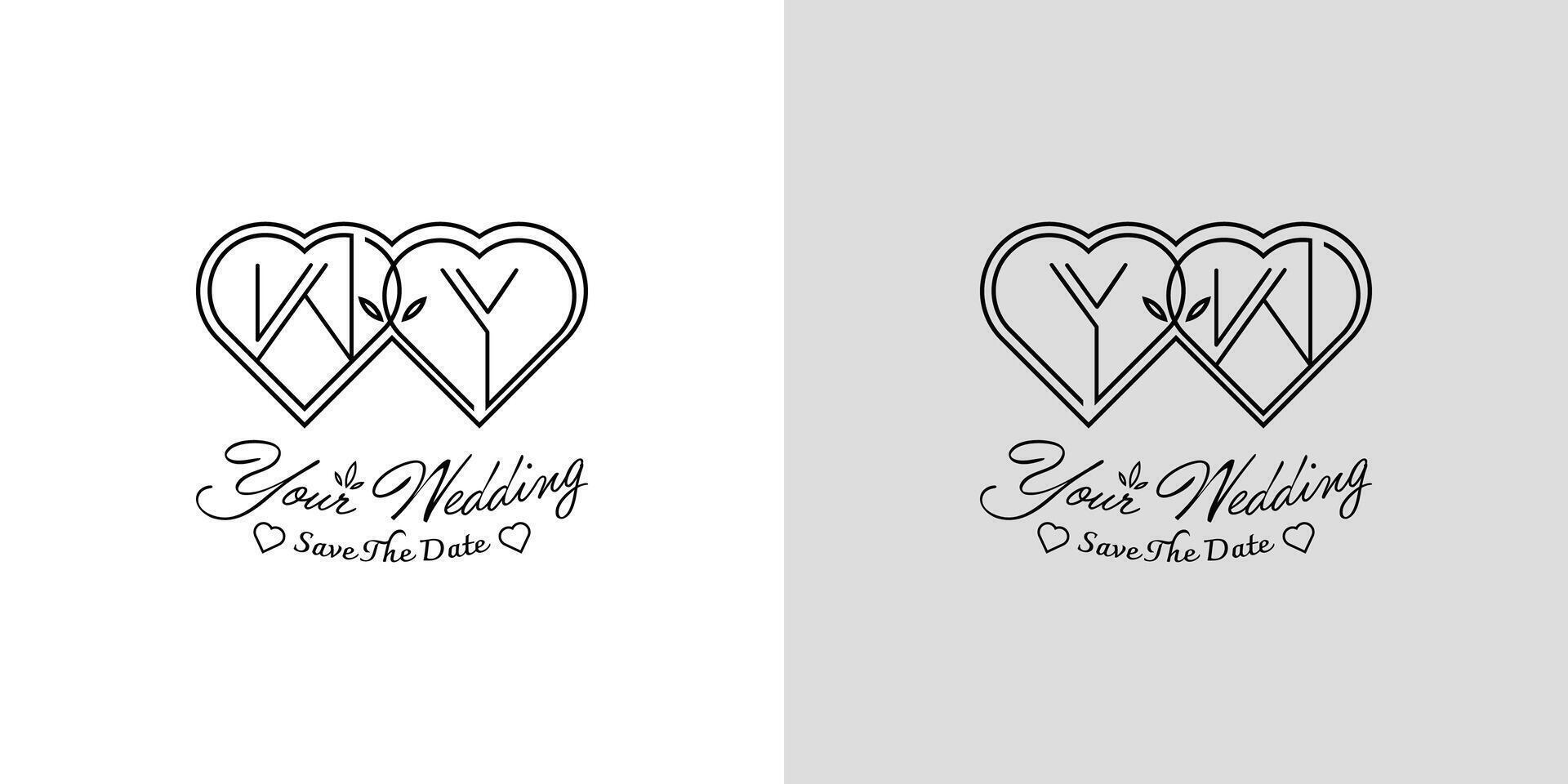 cartas yw e wy Casamento amor logotipo, para casais com W e y iniciais vetor