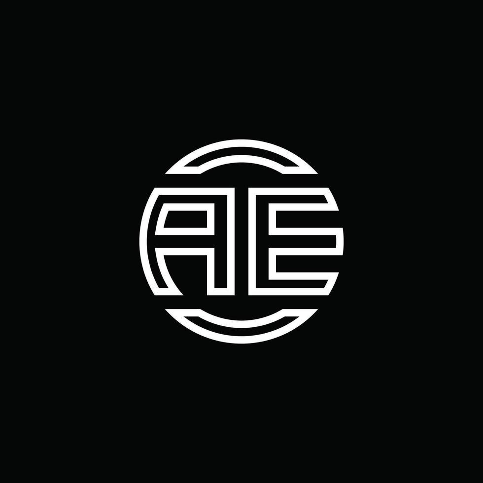 Monograma do logotipo da ae com modelo de design arredondado de círculo de espaço negativo vetor