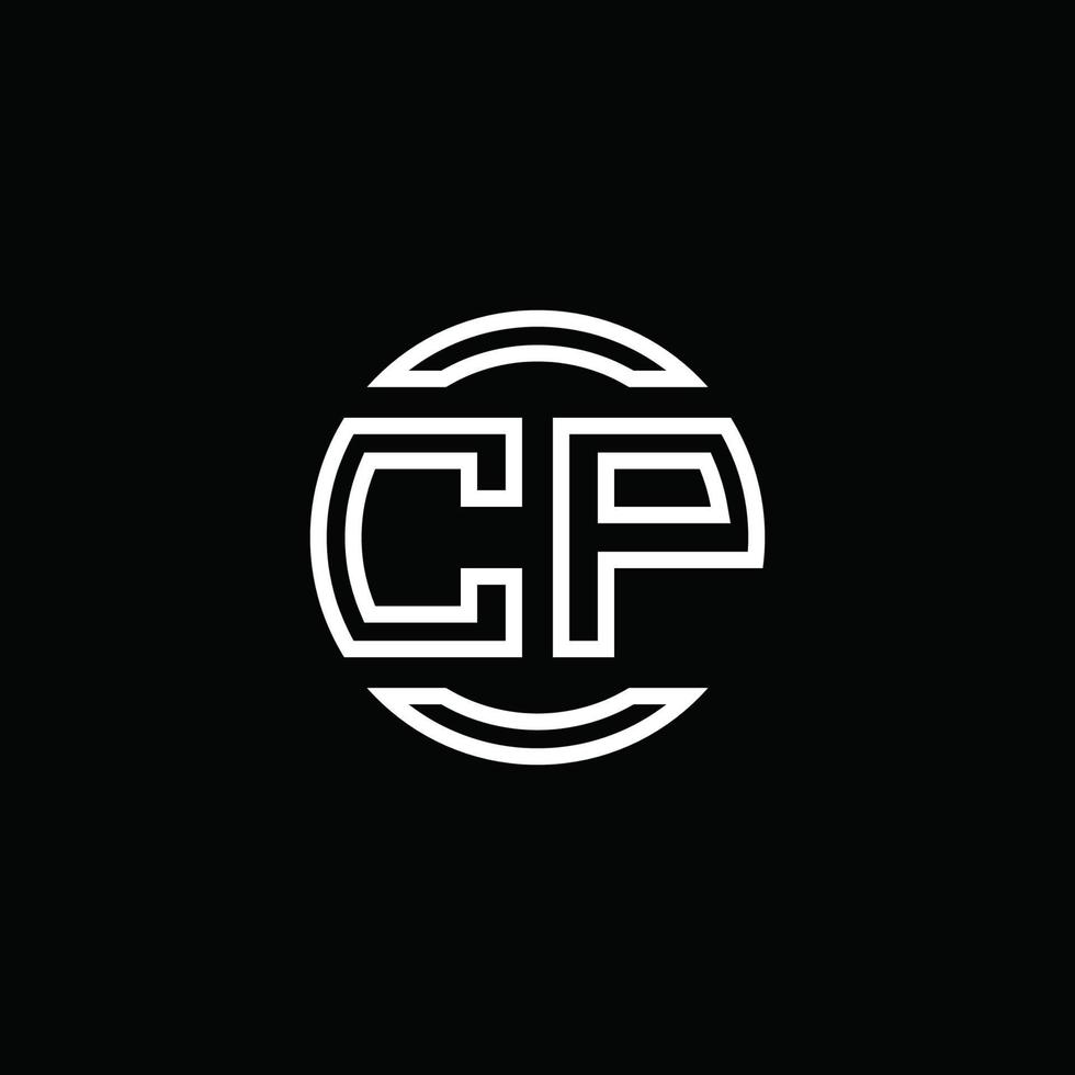 Monograma do logotipo da cp com modelo de design arredondado de círculo de espaço negativo vetor