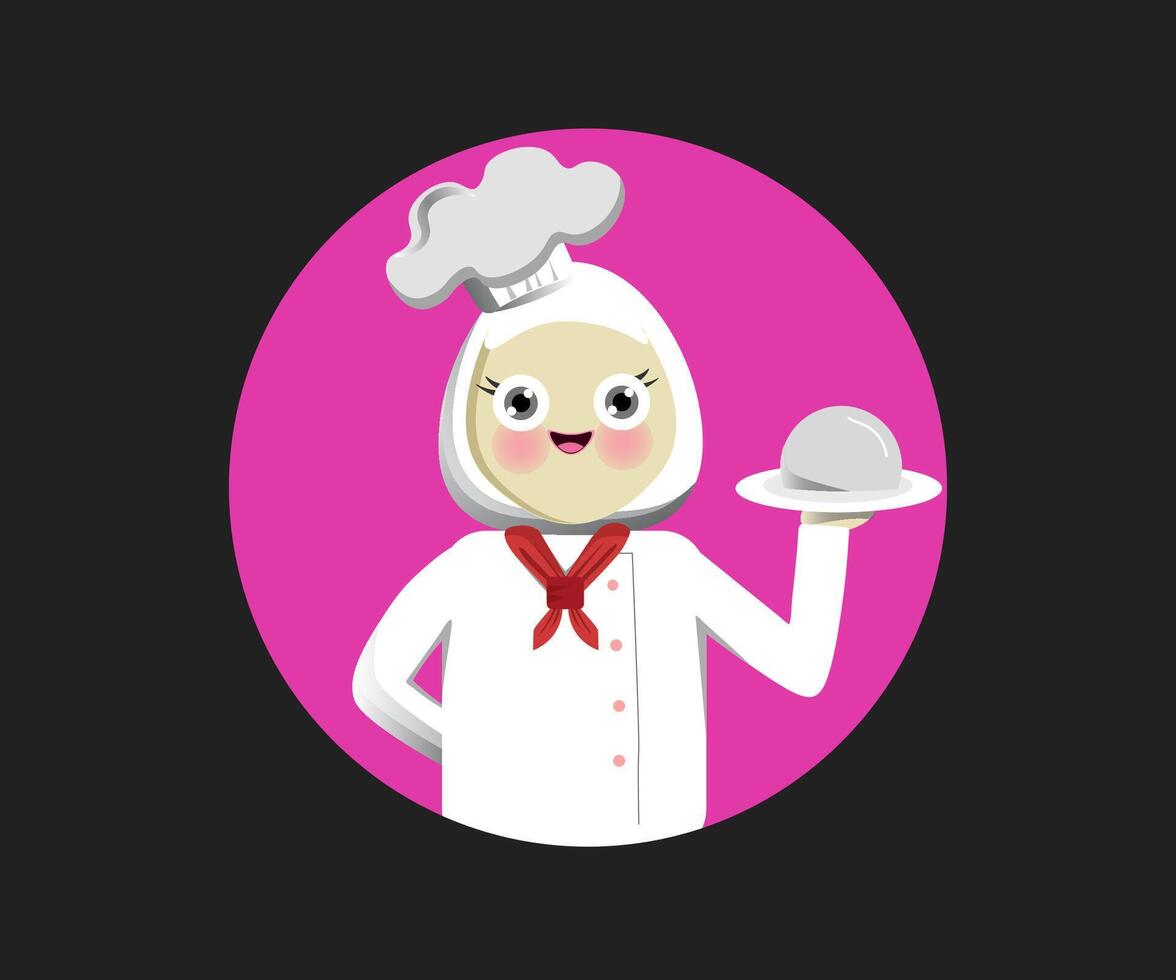 hijab chefe de cozinha logotipo vetor