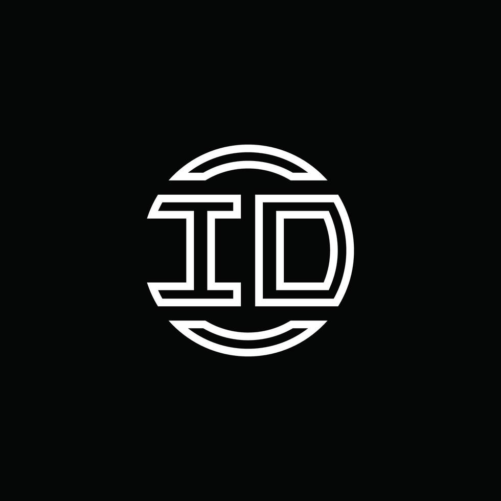 Monograma do logotipo da id com modelo de design arredondado de círculo de espaço negativo vetor