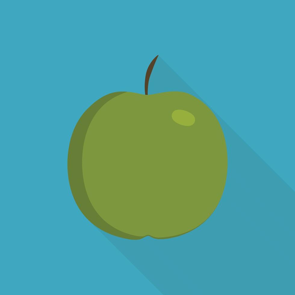 ícone de maçã verde em design plano de longa sombra vetor