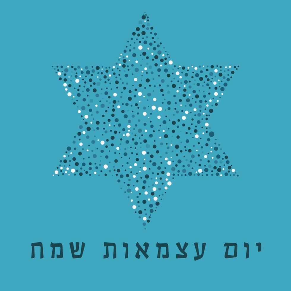 padrão de pontos de design plano de feriado do dia da independência de israel em formato de estrela de David com texto em hebraico vetor