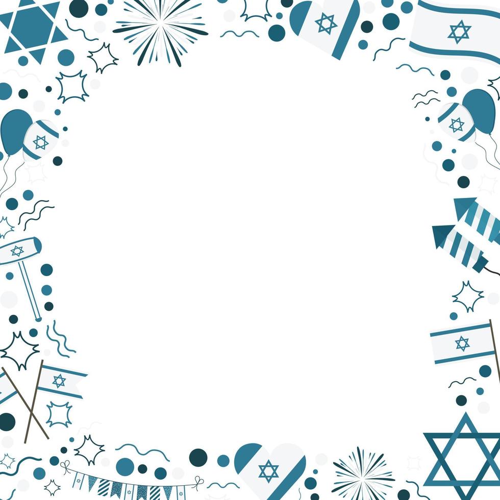 quadro com ícones de design plano de feriado do dia da independência de israel vetor