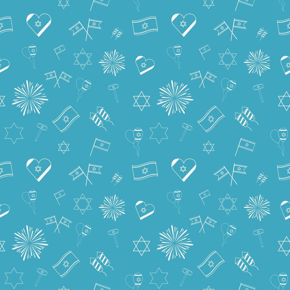 dia da independência de israel feriado design plano branco linha fina ícones padrão sem emenda vetor
