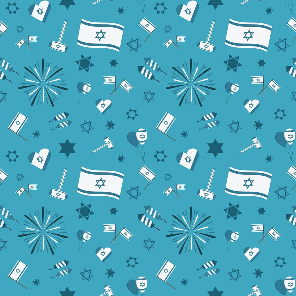 ícones de design plano feriado dia da independência de israel padrão sem emenda vetor