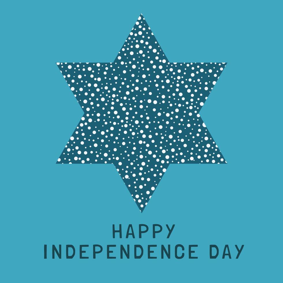 ícone de design plano de feriado do dia da independência de israel forma estrela de David com padrão de pontos com texto em inglês vetor