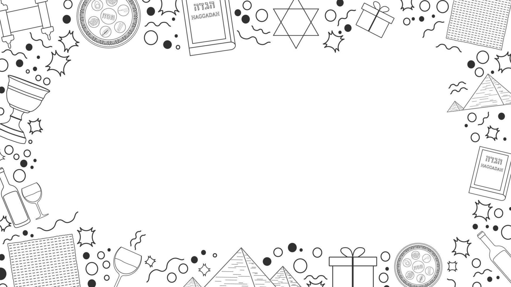 quadro com ícones de linha fina preta de design plano de feriado da páscoa vetor