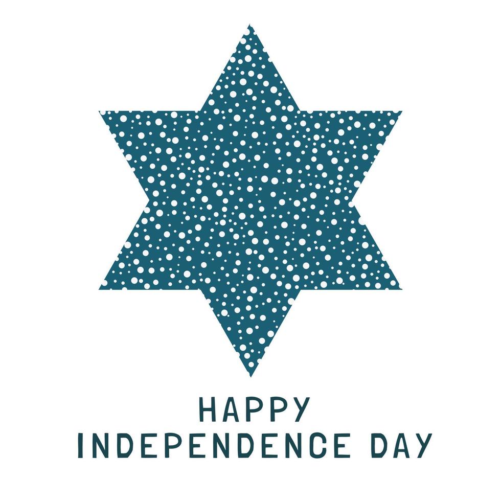 ícone de design plano de feriado do dia da independência de israel forma estrela de David com padrão de pontos com texto em inglês vetor