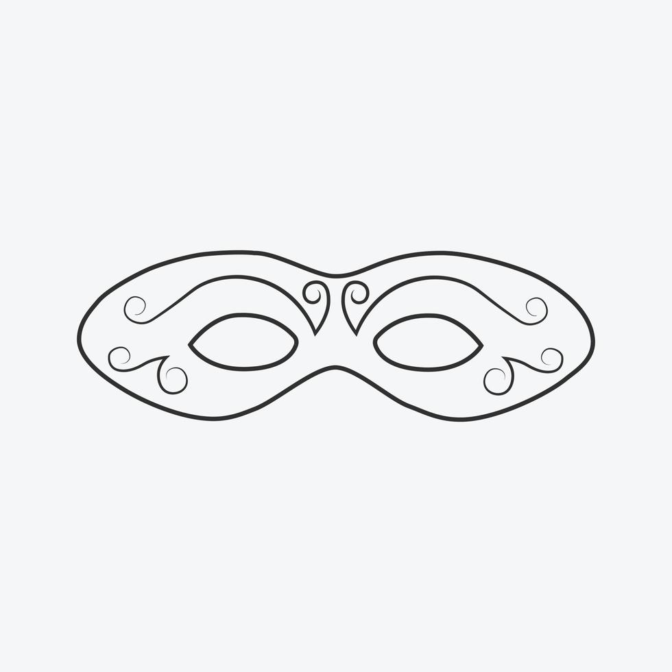 ícone de design de máscara de carnaval com contorno preto liso vetor