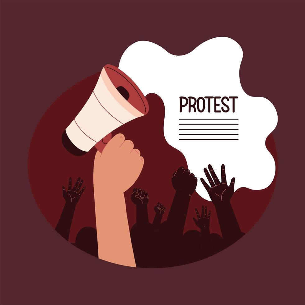 ativistas de protesto com megafone vetor