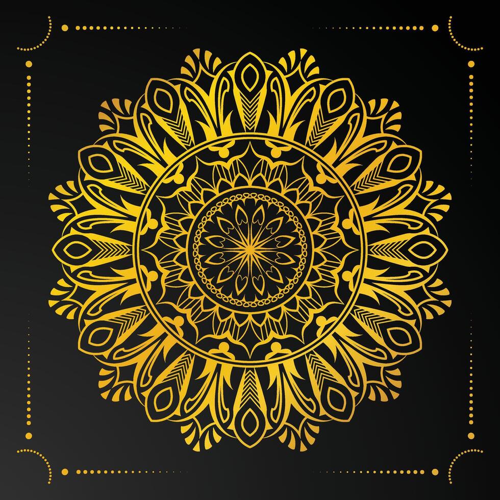 Fundo de mandala de luxo com padrão dourado vetor