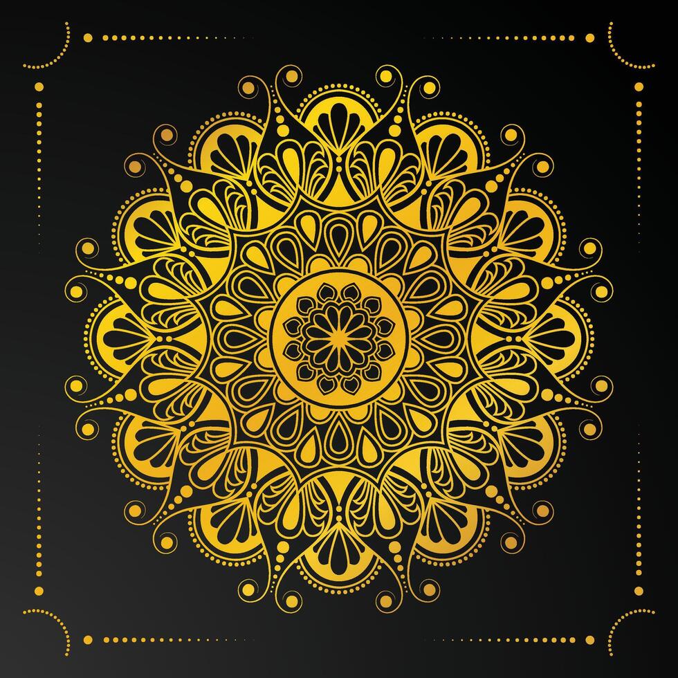 fundo de vetor de mandala de luxo com estilo arabesco dourado