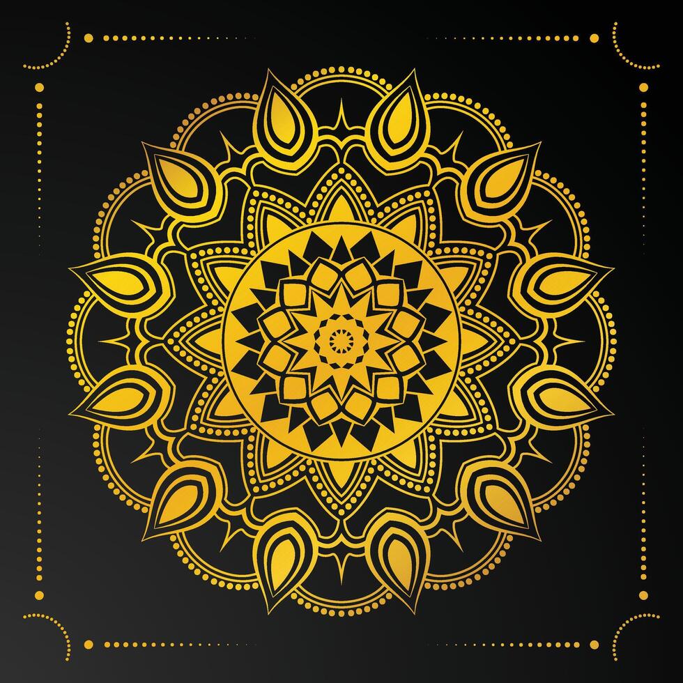 fundo de vetor de mandala de luxo com estilo arabesco dourado