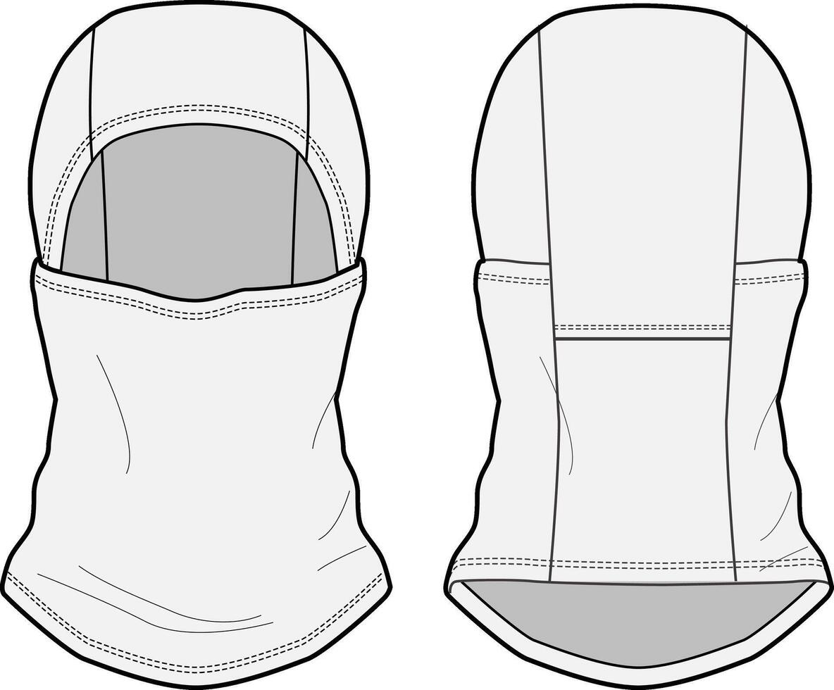 balaclava frente e costas vetor ilustração agasalhos esqui acessório inverno camada mascarar face cobrir proteção