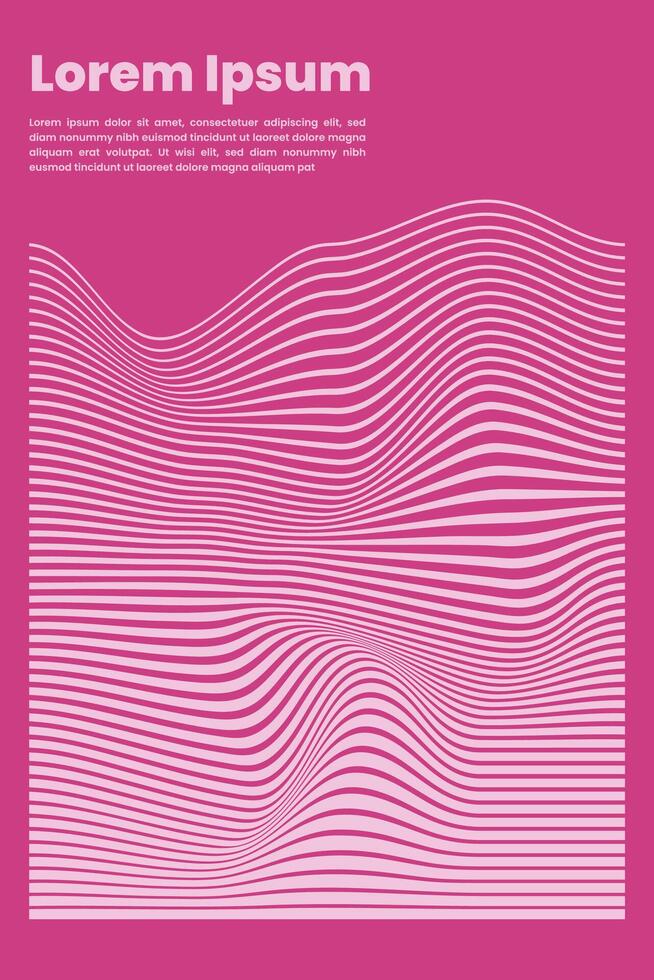 poster listras Rosa ótico arte onda . vetor fundo ilustração