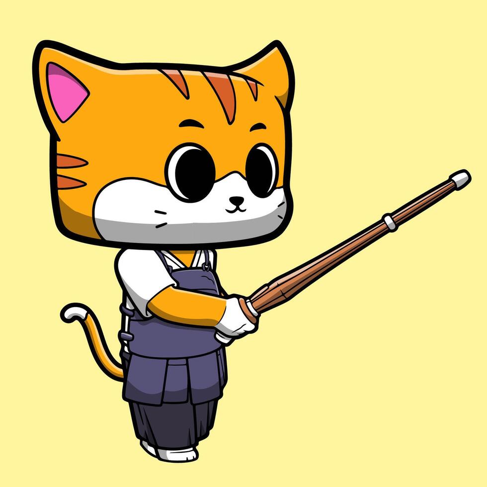 fofa vetor gato kendo personagem