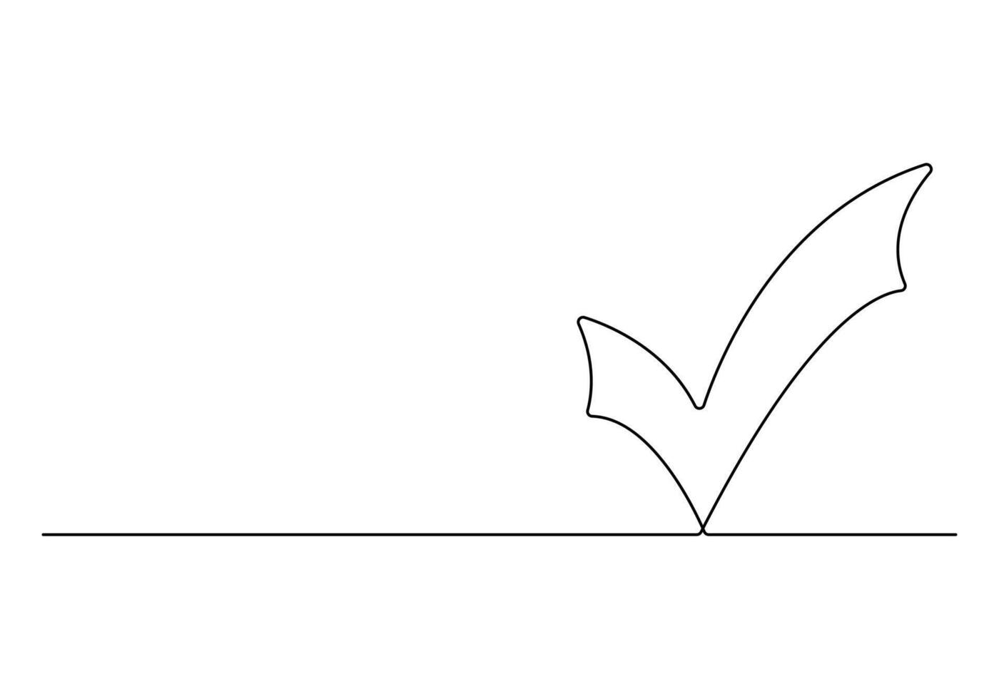 Verifica marca contínuo 1 linha desenhando vetor ilustração