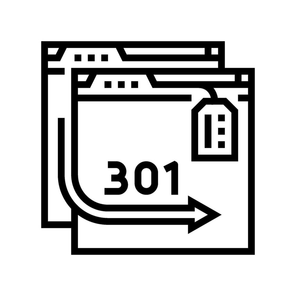 301 redirecionar seo linha ícone vetor ilustração