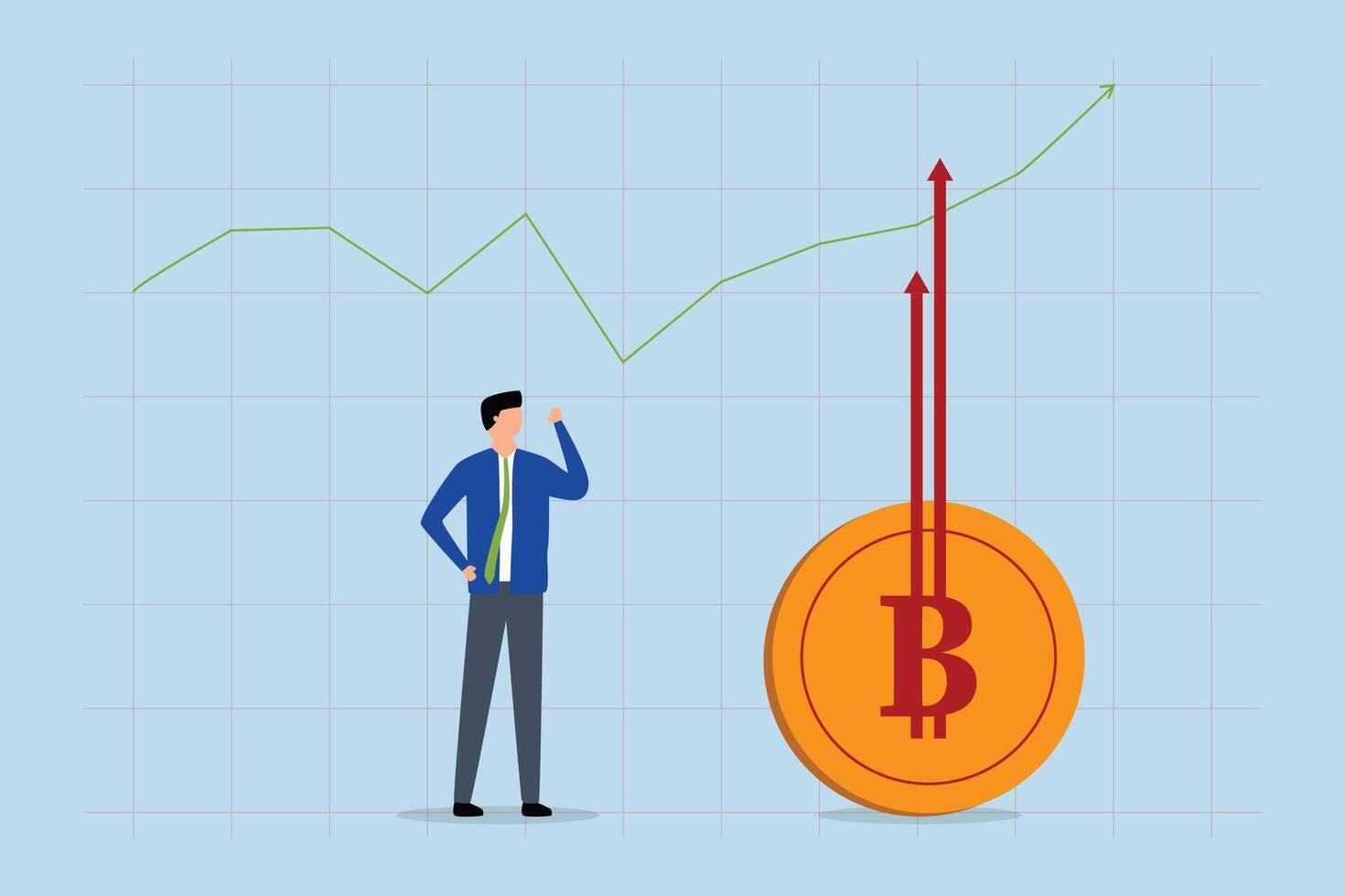 bitcoin btc preço subindo céu Alto bater Novo Alto registro vetor