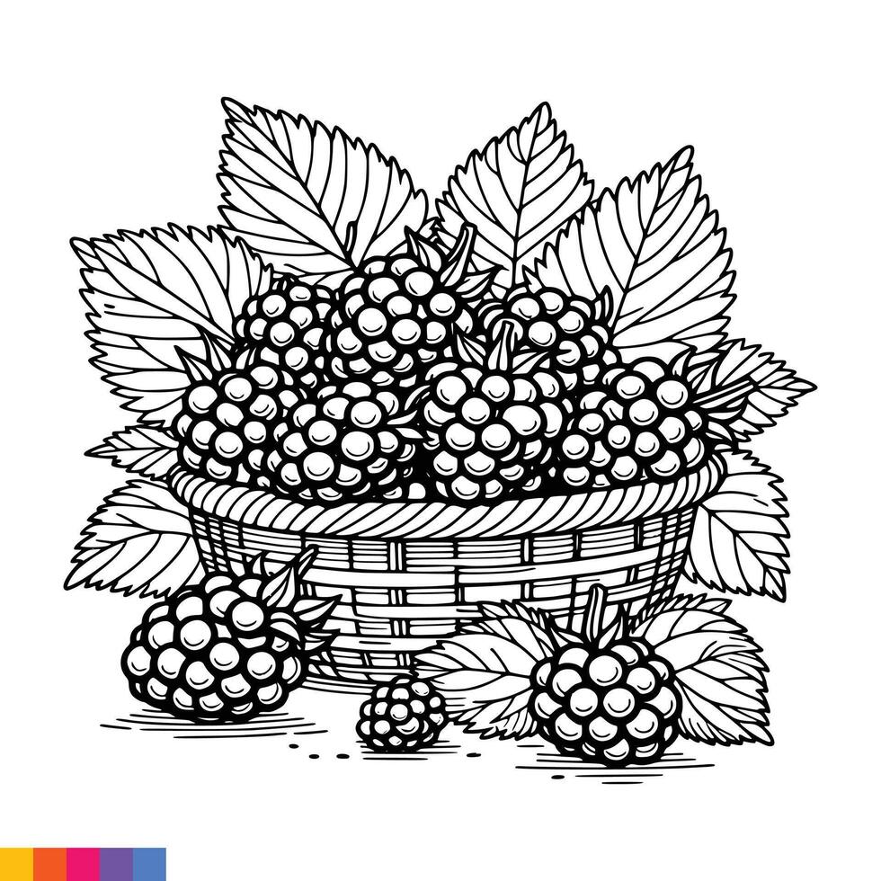 fruta cesta linha arte ilustração para a coloração livro. frutas coloração página. vetor gráficos