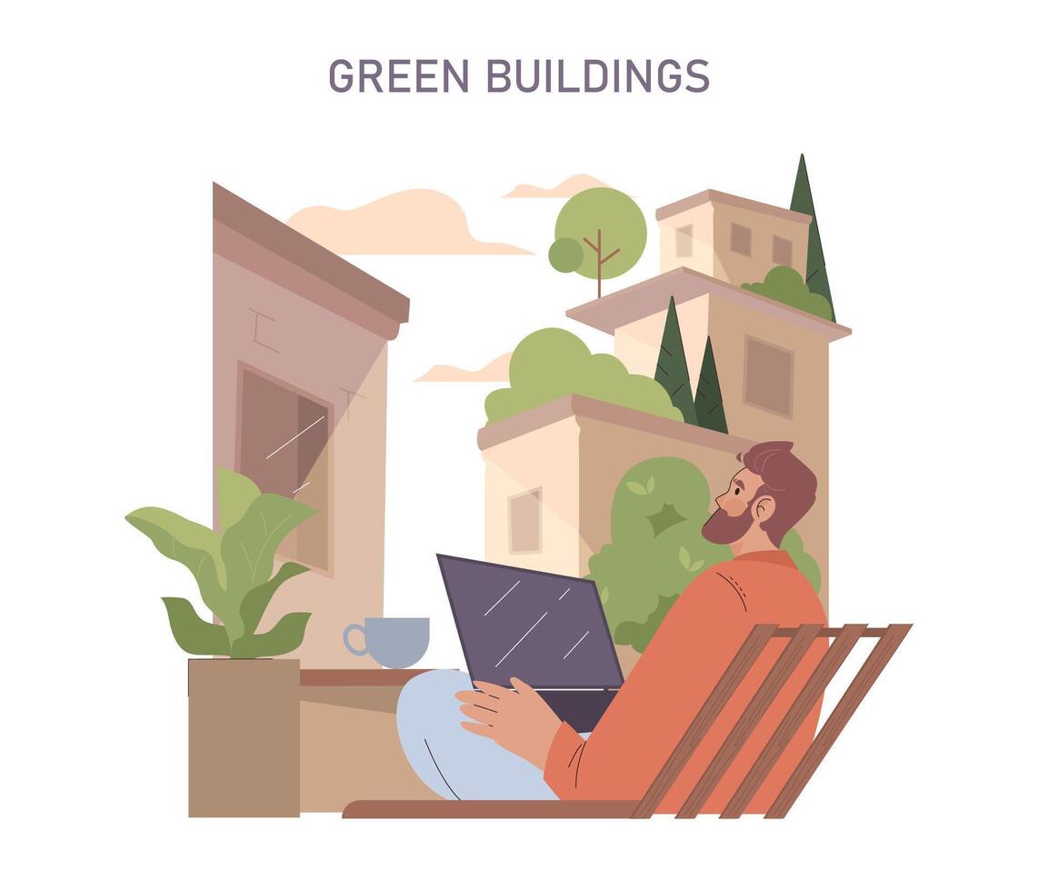 verde edifícios definir. vetor