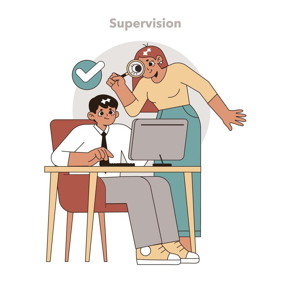 supervisão dentro tarefa delegação conceito. vetor ilustração.
