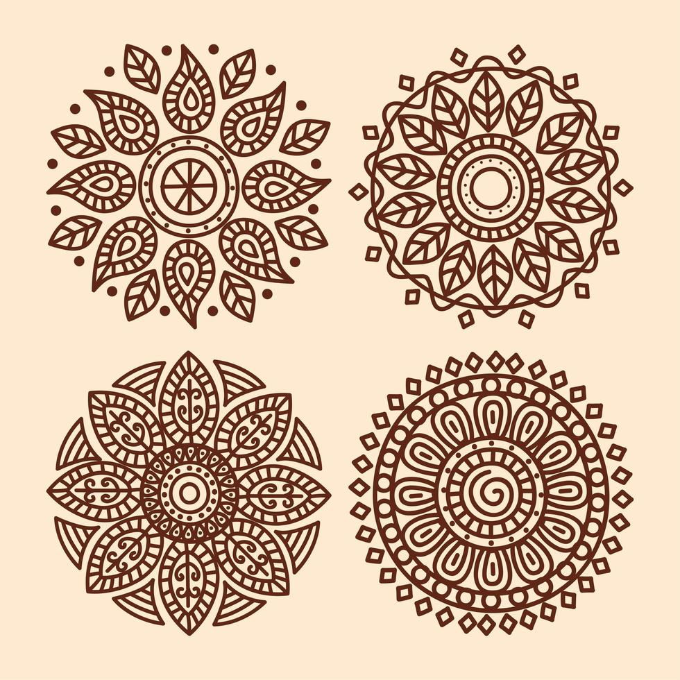 decoração de quatro mandalas vetor