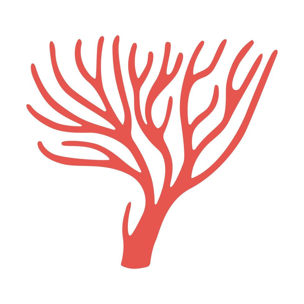 vermelho corais mão desenhado precioso coral. exótico coral recife embaixo da agua natureza vida. mar vida moderno plano ilustração. objeto isolado em branco fundo. logotipo, silhueta. vetor ilustração