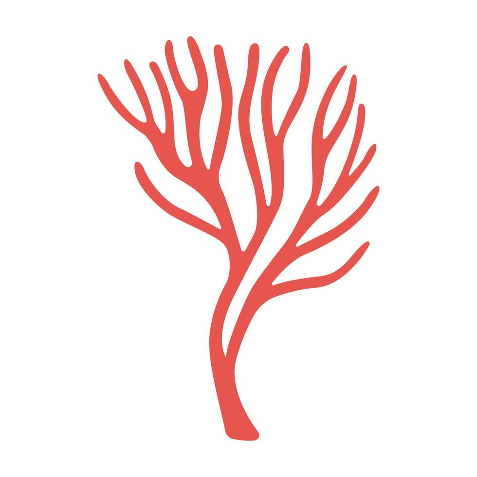 vermelho corais mão desenhado precioso coral. exótico coral recife embaixo da agua natureza vida. mar vida moderno plano ilustração. objeto isolado em branco fundo. logotipo, silhueta. vetor ilustração