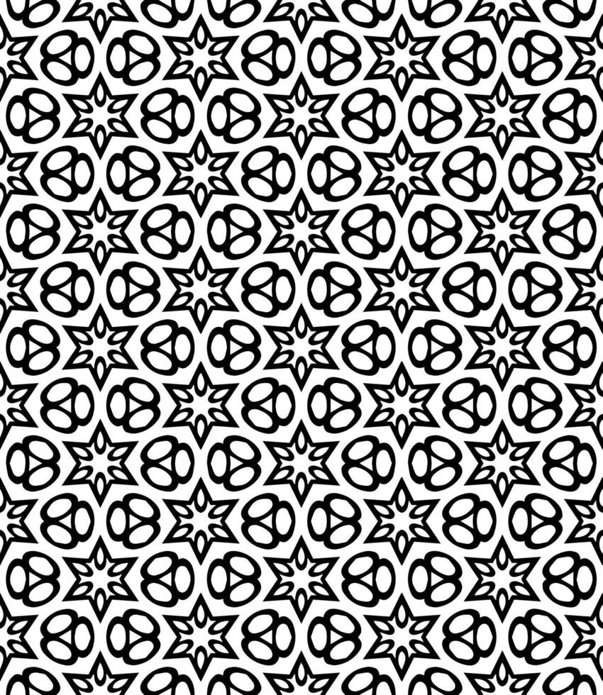 padrão abstrato sem emenda preto e branco. fundo e pano de fundo. design ornamental em tons de cinza. vetor