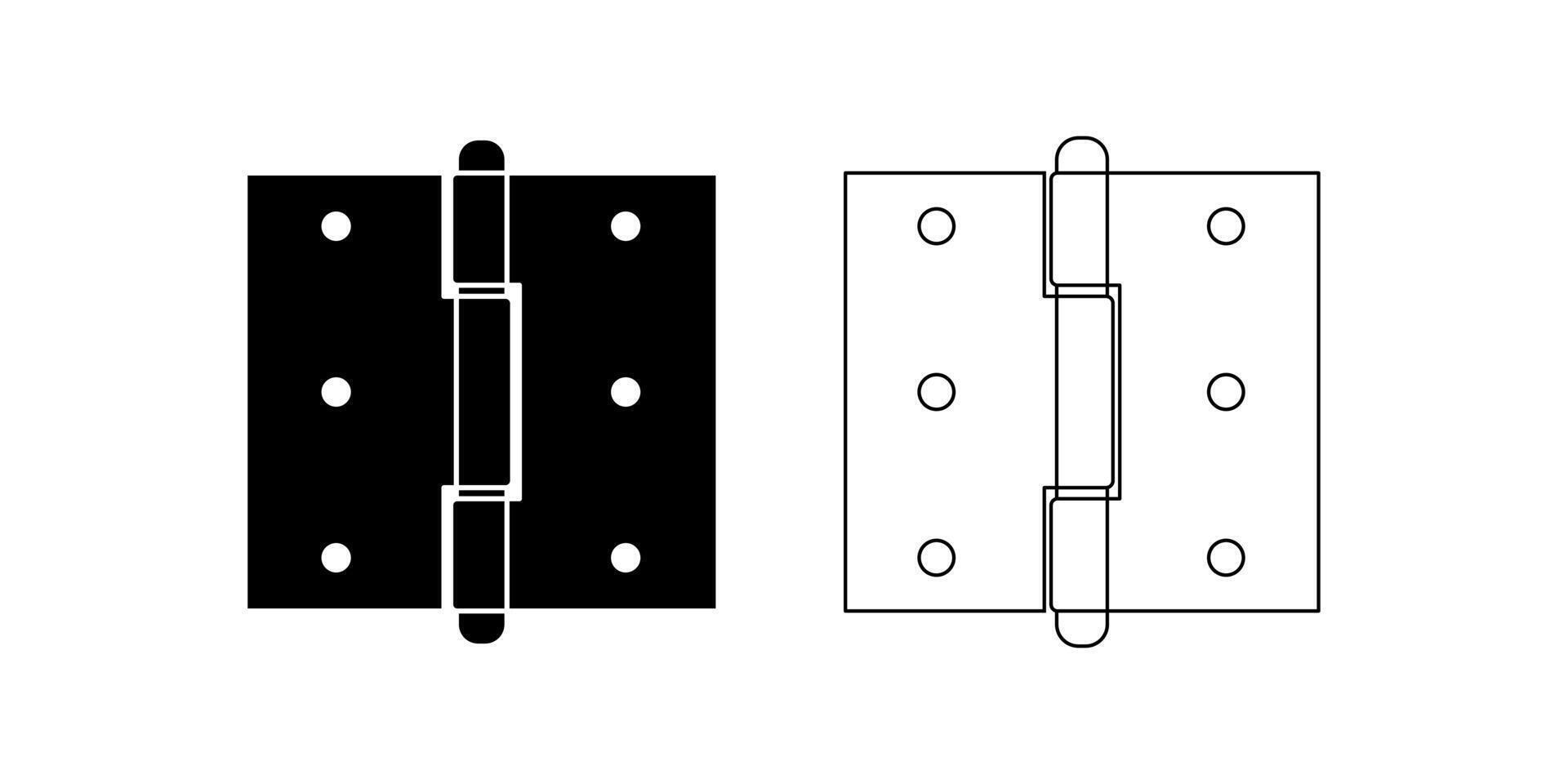 esboço silhueta porta dobradiça ícone conjunto isolado em branco fundo vetor