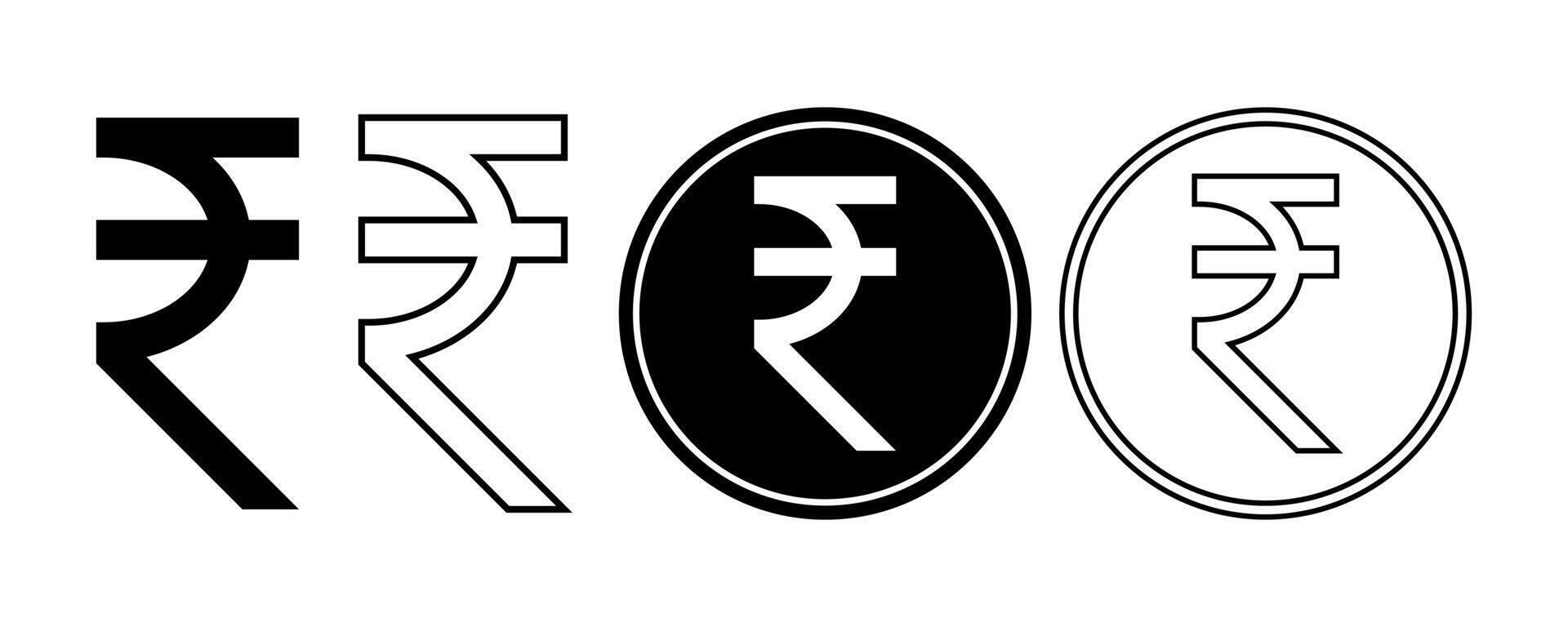em R indiano rupia placa conjunto isolado em branco fundo vetor