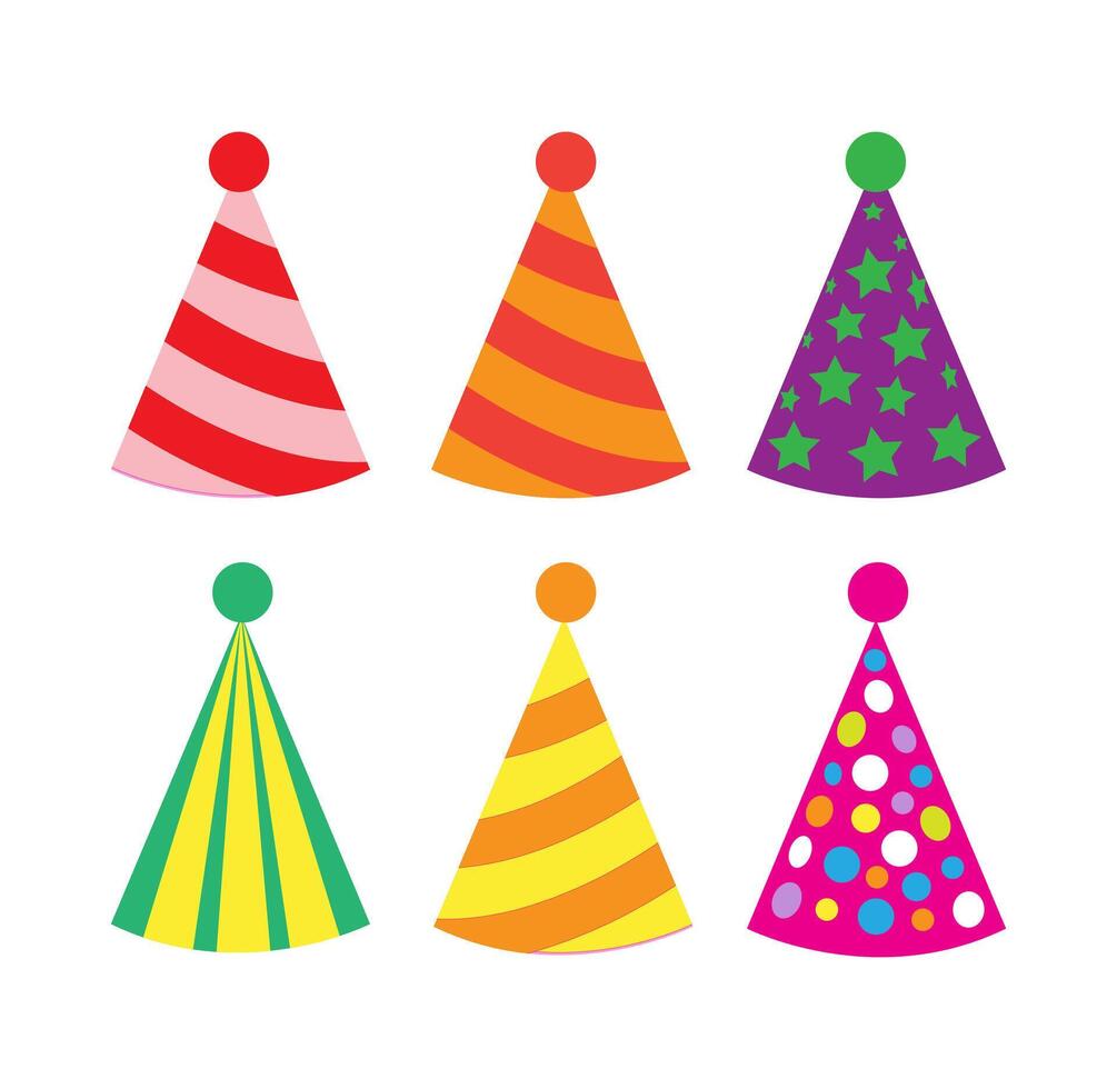 colori chapéu para festa celebração aniversário conjunto vetor ilustração
