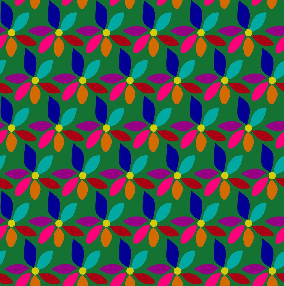 original abstrato floral padronizar dentro a Formato do multicolorido flores em uma verde fundo vetor