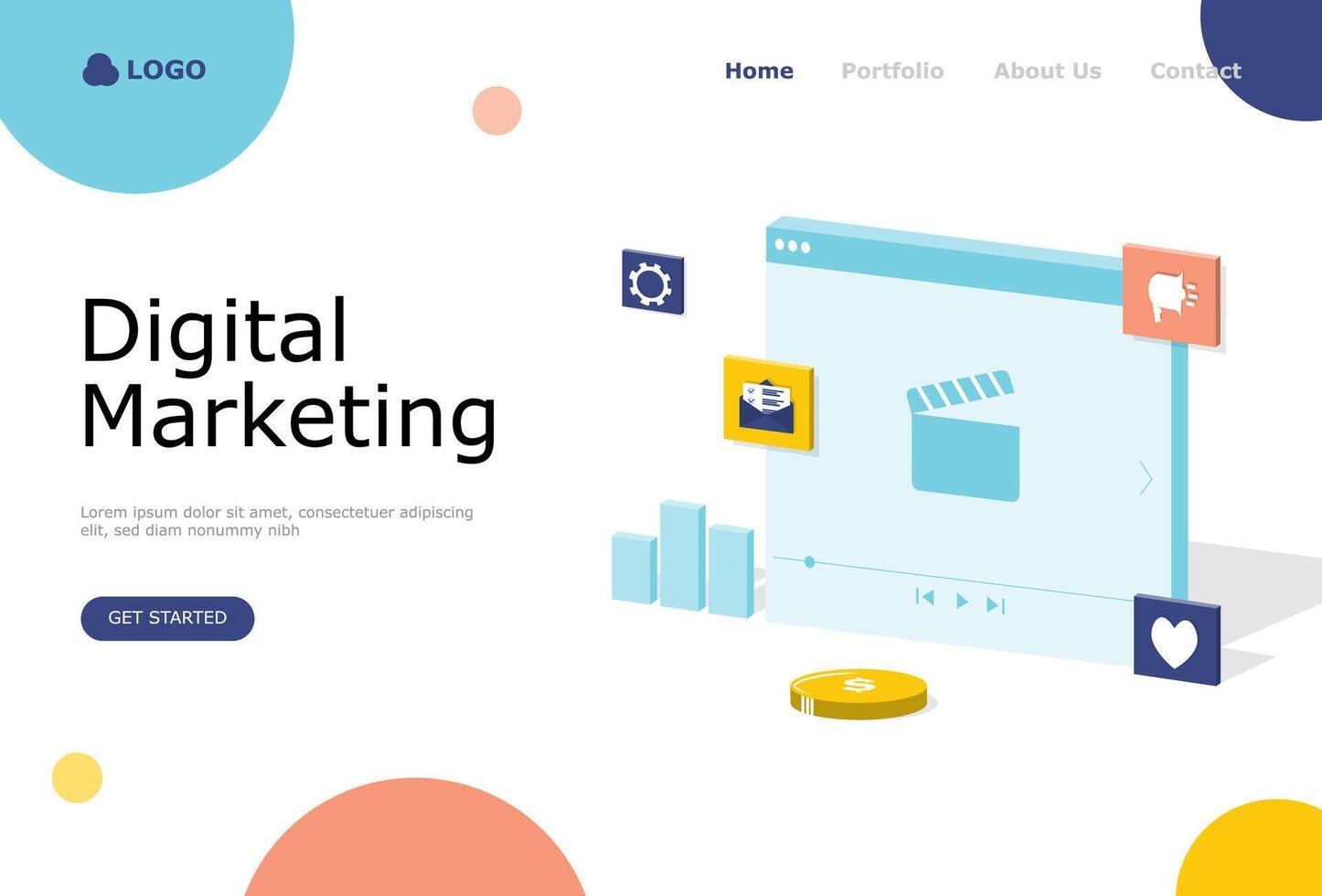 digital marketing estratégia vetor ilustração conceito, adequado para rede aterrissagem página, interface do usuário, Móvel aplicativo, editorial projeto, folheto, bandeira, e de outros relacionado ocasião