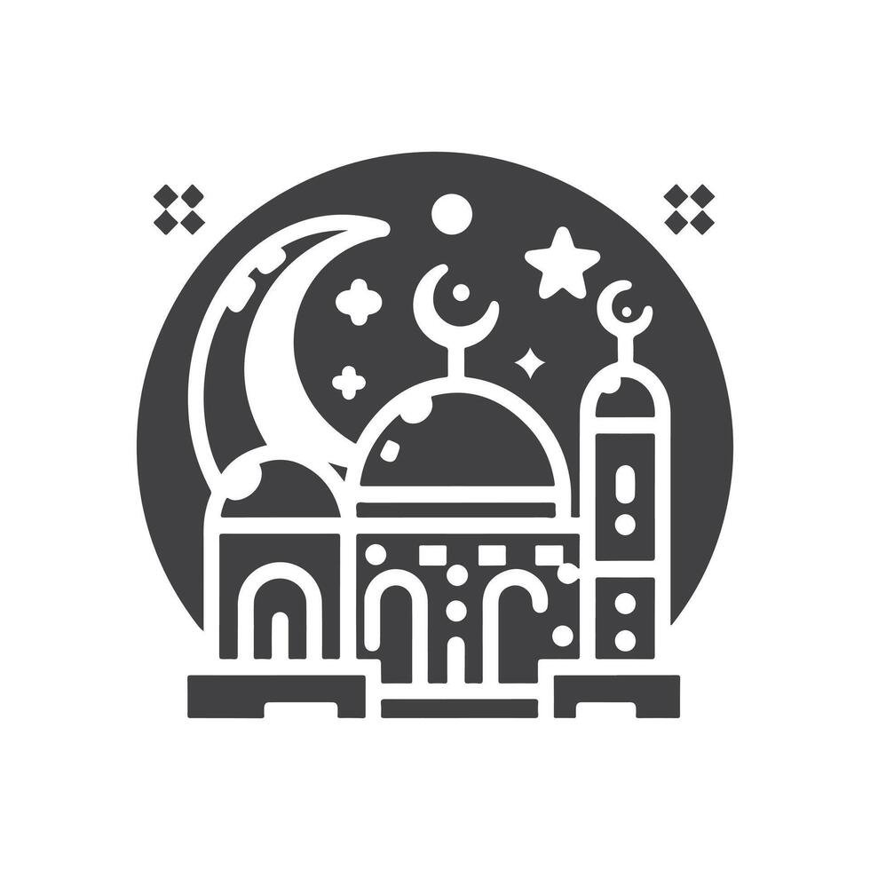 ícone elementos para a islâmico tema, com uma luxo estilo, monocromático, plano, Preto e branco vetor