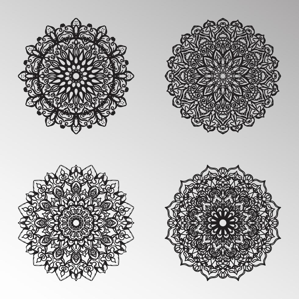 coleções padrão circular em forma de uma mandala para henna, mehndi, tatuagens, decorações. decoração decorativa em estilo oriental étnico. página do livro para colorir. vetor