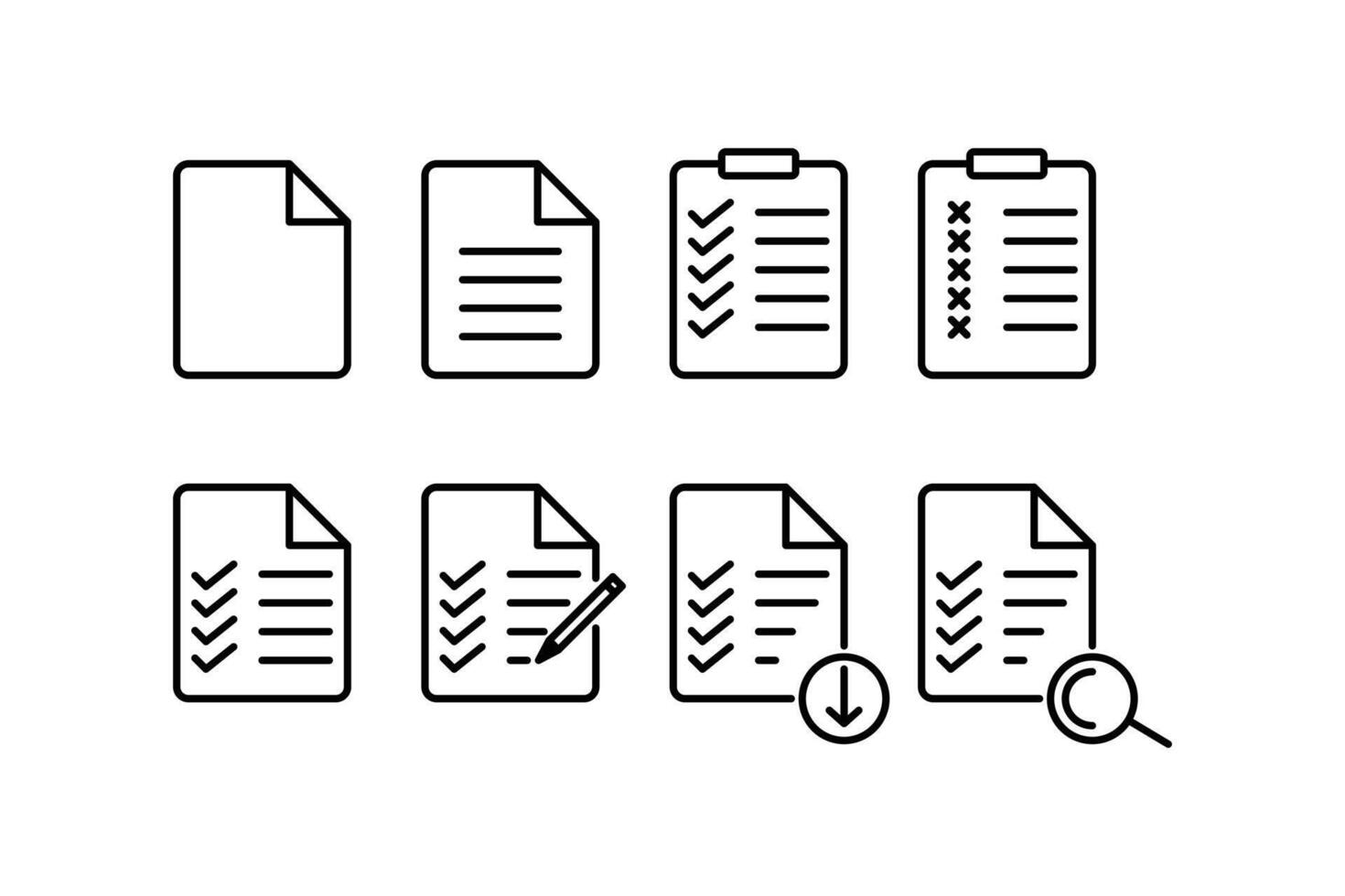 documento ícone conjunto lista de controle marca vetor Projeto modelo