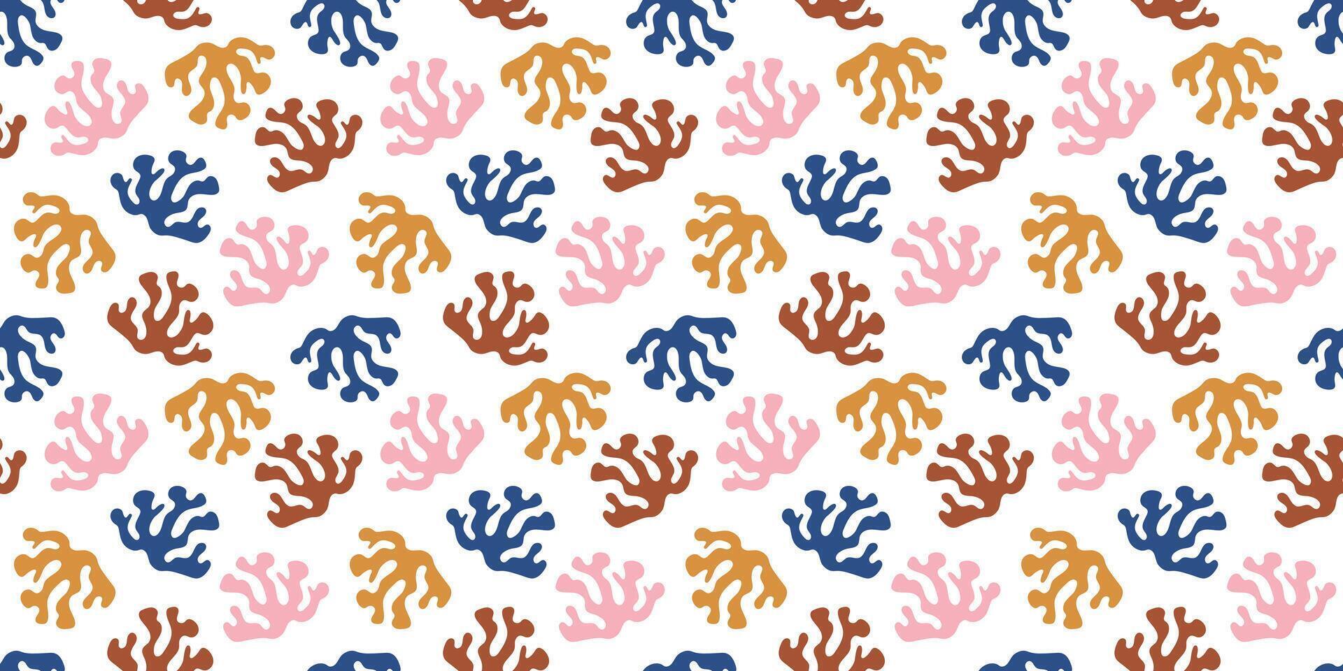 abstrato desatado padrões com natural colorida formas folhas e flores em branco fundo. na moda Matisse mão desenhado ilustração dentro plano estilo para invólucro papel, têxtil imprimir, papel de parede vetor