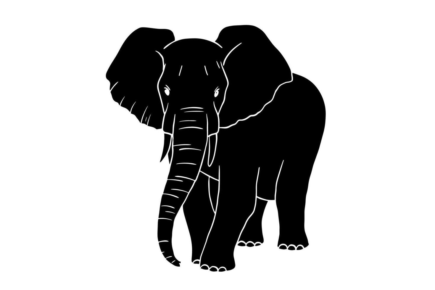 elefante glifo silhueta isolado em branco fundo. vetor ilustração