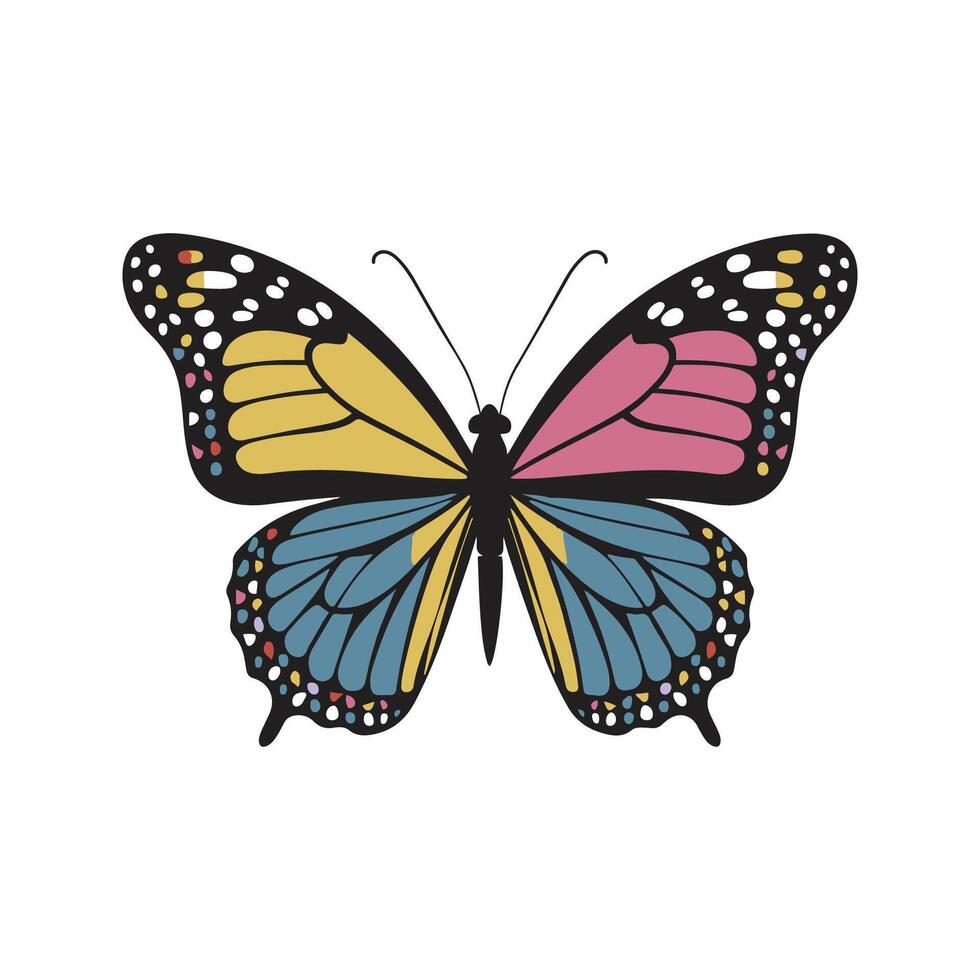 solteiro colorida borboleta vetor arte ilustração isolado em branco fundo