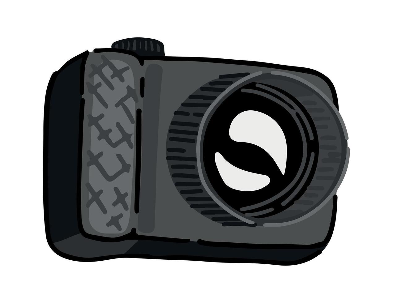 compactar digital Câmera clipart. fotografia dispositivo equipamento rabisco isolado em branco. desenho animado vetor ilustração.