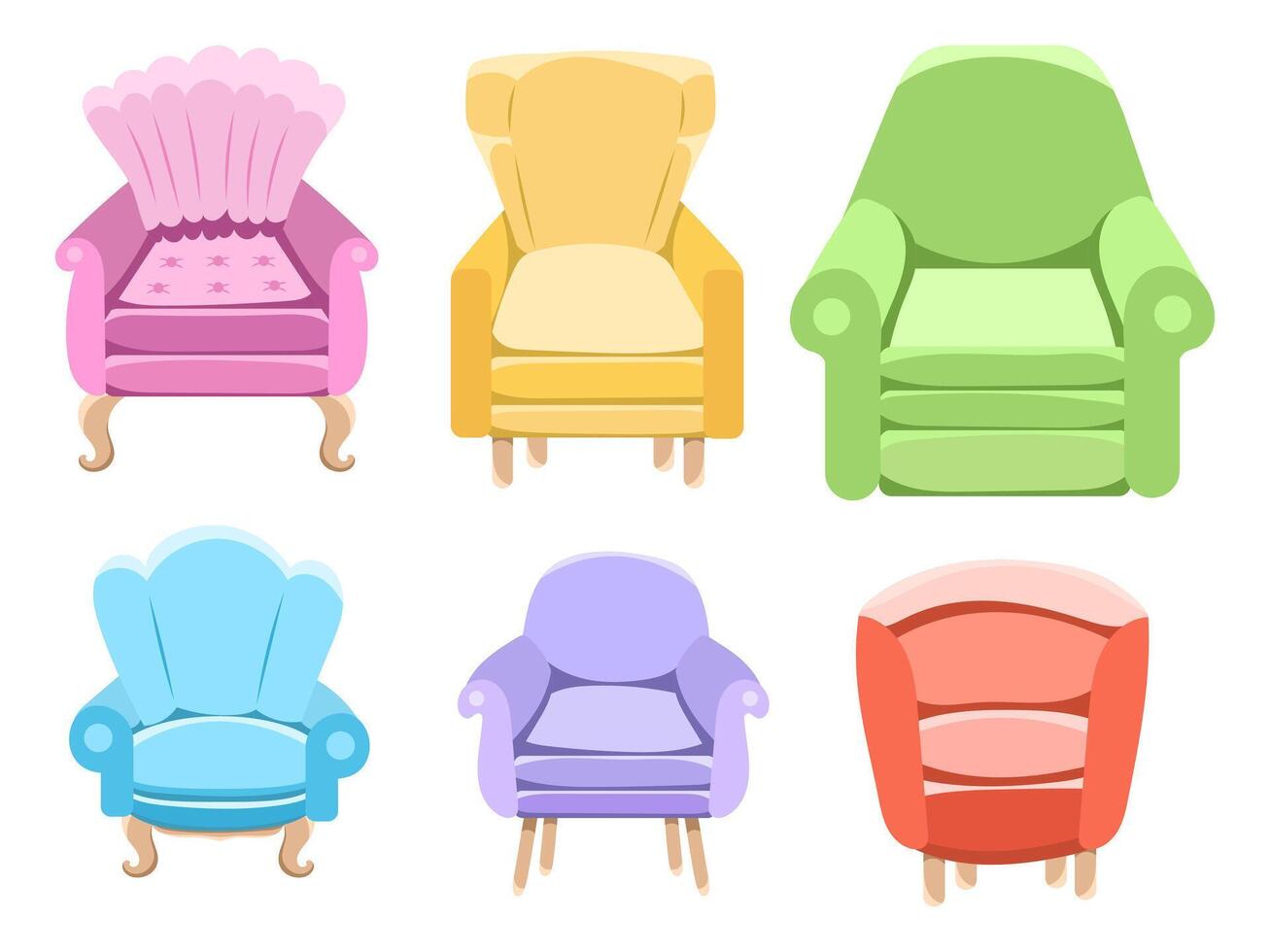 conjunto com diferente cadeiras com moderno plano estilo. vetor ilustração para interior