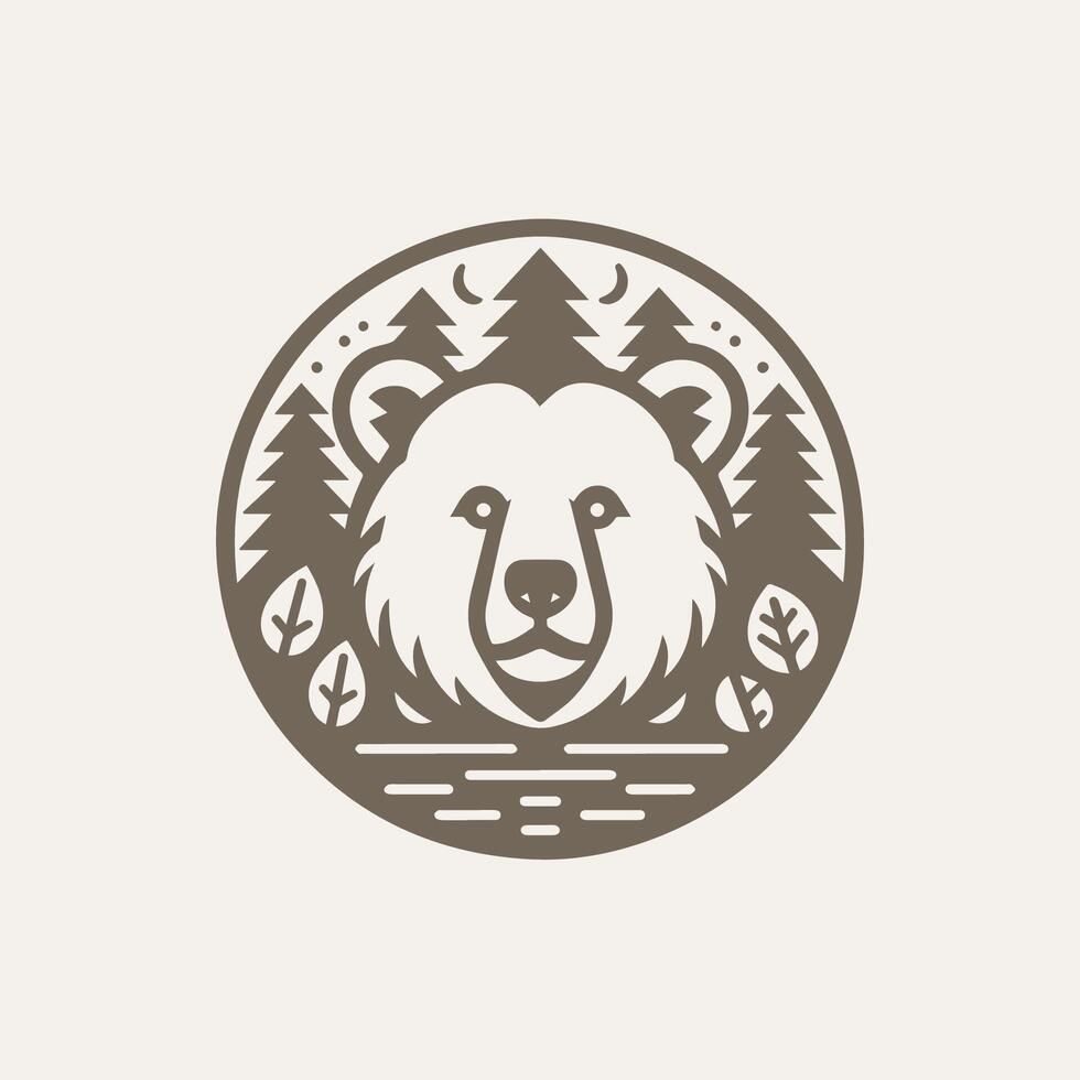 selvagem Urso logotipo monocromático vintage vetor