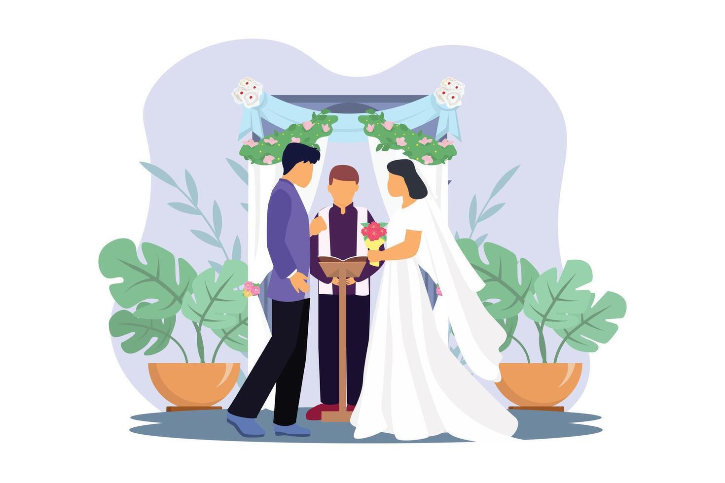 Casamento casal plano ilustração Projeto vetor