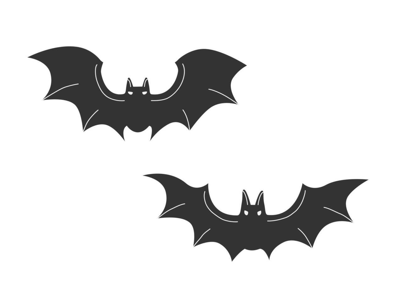 mão desenhado fofa desenho animado ilustração do dois morcegos. plano vetor dia das Bruxas assustador personagem adesivo dentro simples colori rabisco estilo. mal morcego ícone ou imprimir. isolado em branco fundo.