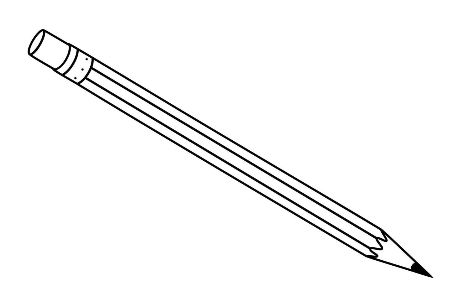 mão desenhado fofa esboço ilustração escola lápis. plano vetor Faculdade papelaria com borracha dentro linha arte rabisco estilo. Educação ou estude adesivo, ícone. costas para escola. isolado em branco fundo.