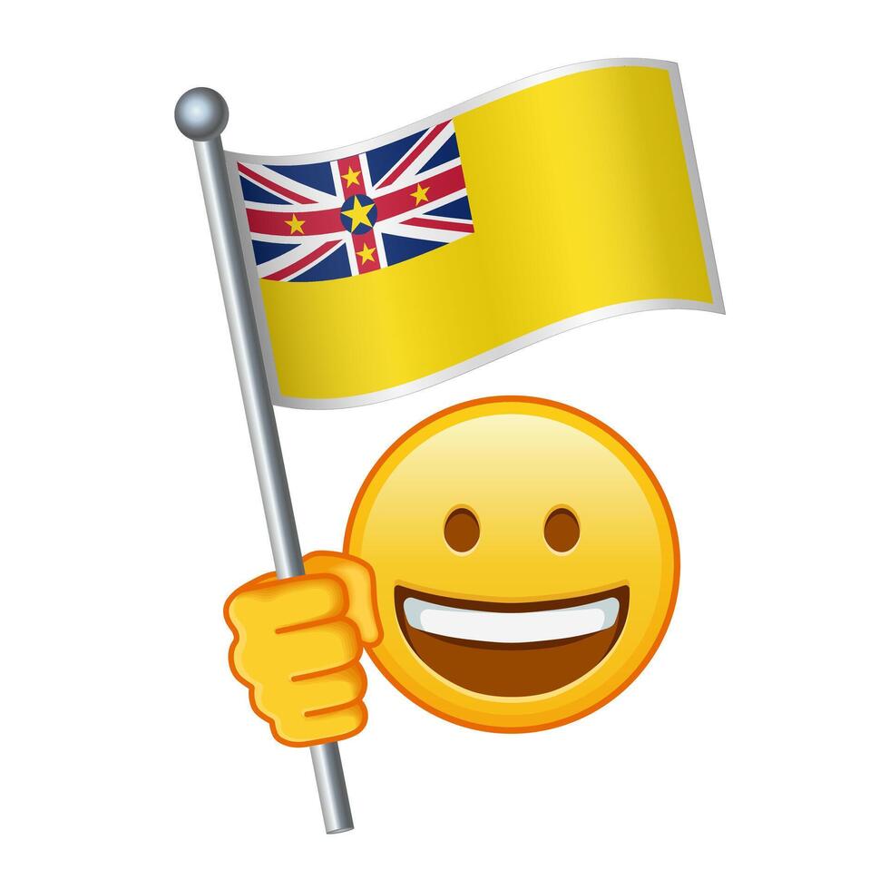 emoji com niue bandeira ampla Tamanho do amarelo emoji sorrir vetor